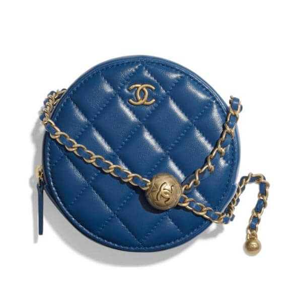 シャネル スーパーコピー チェーンクラッチ ラムスキン ブルー 2021SS